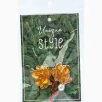 Брошь &laquo;Листья кленовые&raquo;, цветная в золоте