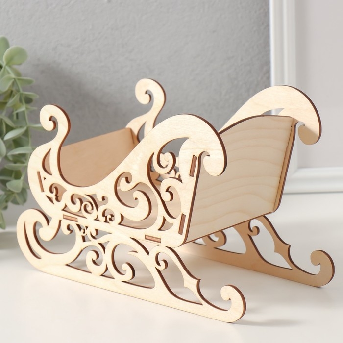 Шкатулка-сани   Шкатулка-сани  "С узором" 22х9,5х14 см (набор 5 деталей)