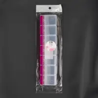 Органайзер для хранения мелочей, 7 ячеек, с кнопками, 22&times;5&times;2.5 см, розовый, прозрачный