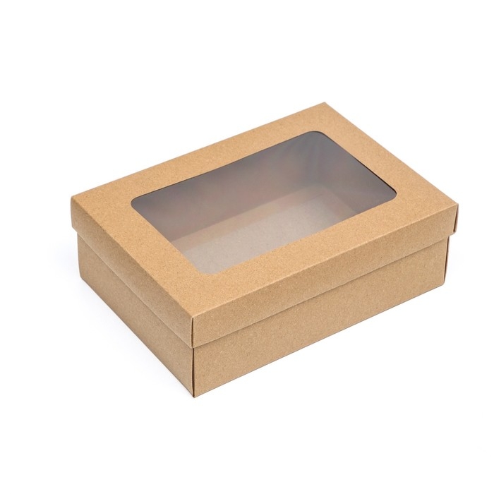 Коробка подарочная складная, упаковка, крышка-дно, с окном, крафт, 24 х 17 х 8 см Коробка подарочная складная, упаковка, крышка-дно, с окном, крафт, 24 х 17 х 8 см