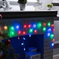 Гирлянда &laquo;Бахрома&raquo; 1.8&times;0.5 м с насадками &laquo;Звёзды&raquo;, IP20, прозрачная нить, 48 LED, свечение мульти (RG/RB), мигание, 220 В