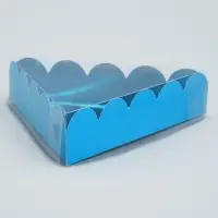 Коробка для печенья, кондитерская упаковка с PVC крышкой, «Голубая», 18 х 3 см