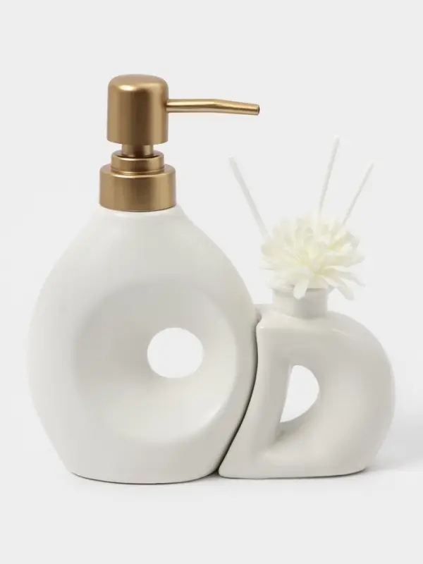 Набор для ванной Набор для ванной "", 2 предмета (Дозатор и диффузор), цвет белый