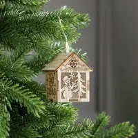 Ёлочная игрушка &laquo;Домик со снеговиком&raquo;, 8&times;6.5&times;6 см, от батареек, свечение тёплое белое