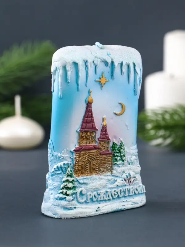 Свеча фигурная "Ледяная" 7х3,5х10,5 см, цв. голубой