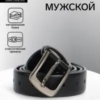 Ремень мужской, ширина 4 см, винт, пряжка металл, чёрный