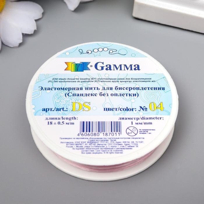 Спандекс без оплётки Спандекс без оплётки "Gamma" 1 мм, 18х0,9 м, резина, бело-розовый