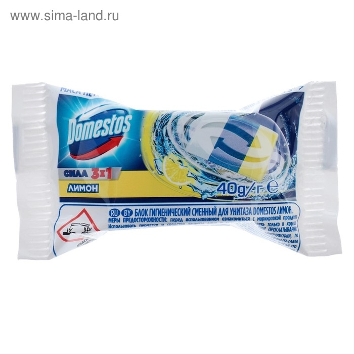 Сменный блок Domestos  Сменный блок Domestos "Лимон", сила 3 в 1 , 40 гр