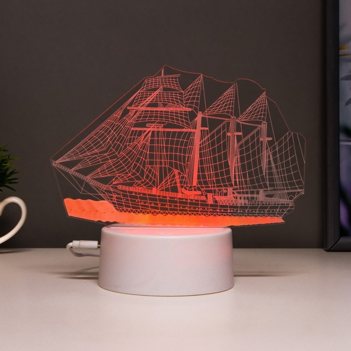 Светильник сенсорный  Светильник сенсорный "Фрегат" LED 7 цветов USB/от батареек белый