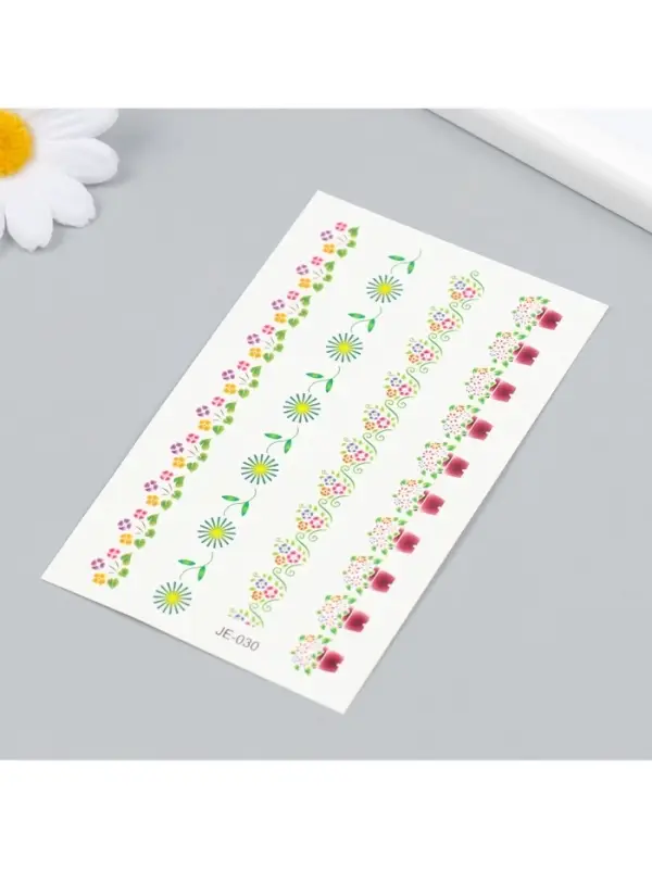 Переводные тату на тело цветные «Цветочные ленты», 12×7.5 см