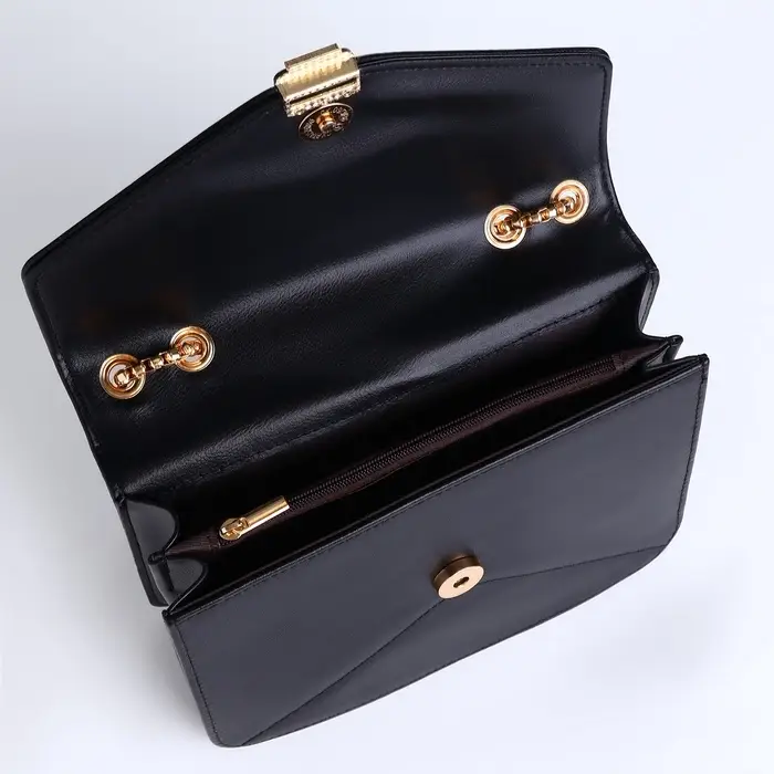 Сумка женская мессенджер на магните, 20&times;6&times;13 см, чёрная