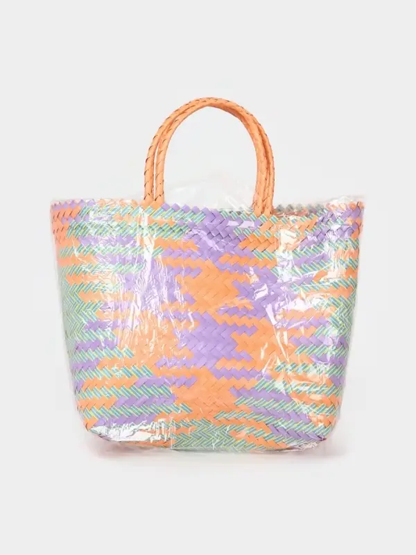 Сумка плетёная, 30&times;10&times;30 см, пластик, разноцветная