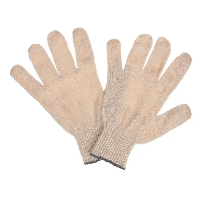 Перчатки садовые, хб, вязка 10 класс, 4 нити, размер 9, без покрытия, белые