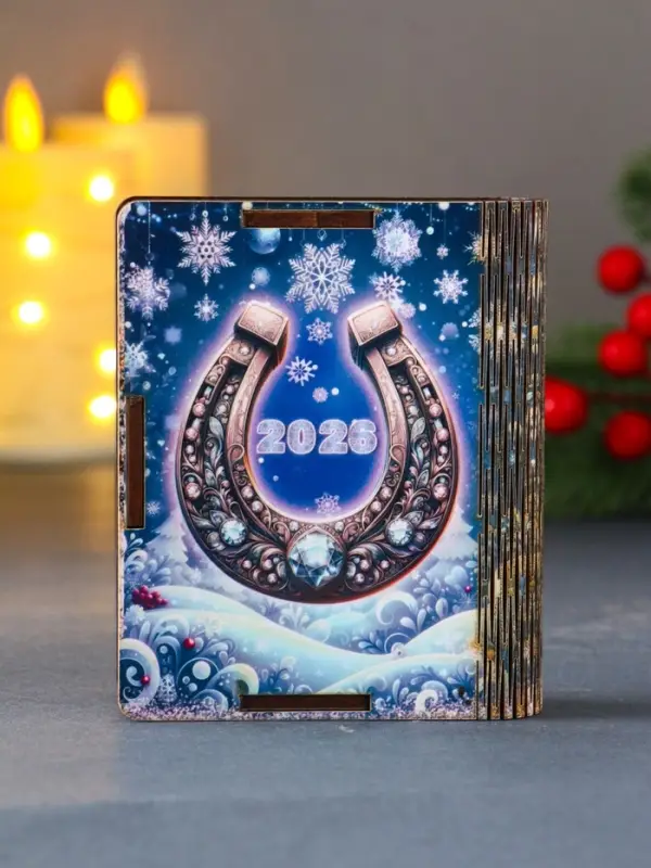 Шкатулка-конверт для для подарочных карт или денег  Шкатулка-конверт для для подарочных карт или денег "Лошадка и Дед Мороз".  9,8х8,5х2 см.