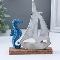 Сувенир интерьерный "Морской конёк и парусник" 4х14х17,5 см