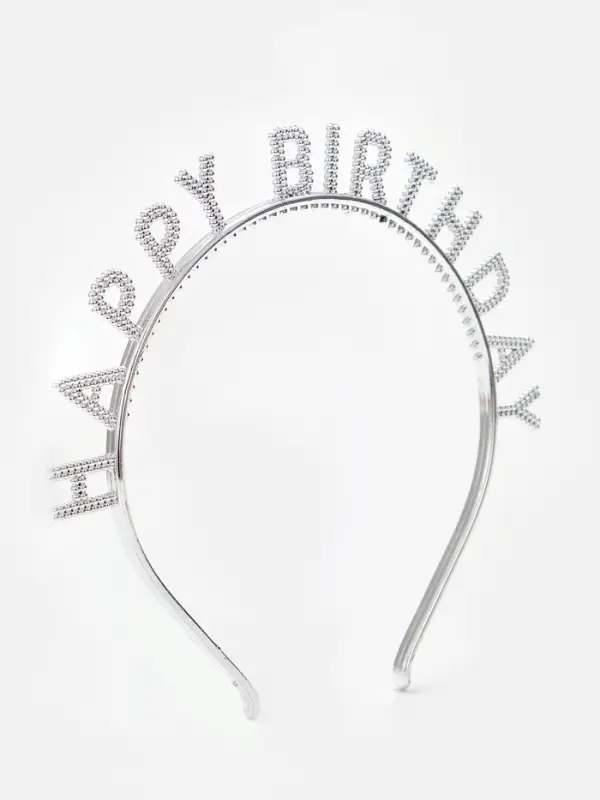 Ободок Ободок "Happy birtday" серебряный