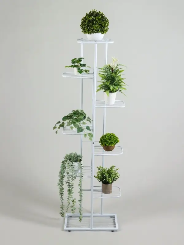 Подставка для цветов Greengo, 8 полок, 43&times;22&times;141 см, напольная, металл, белая