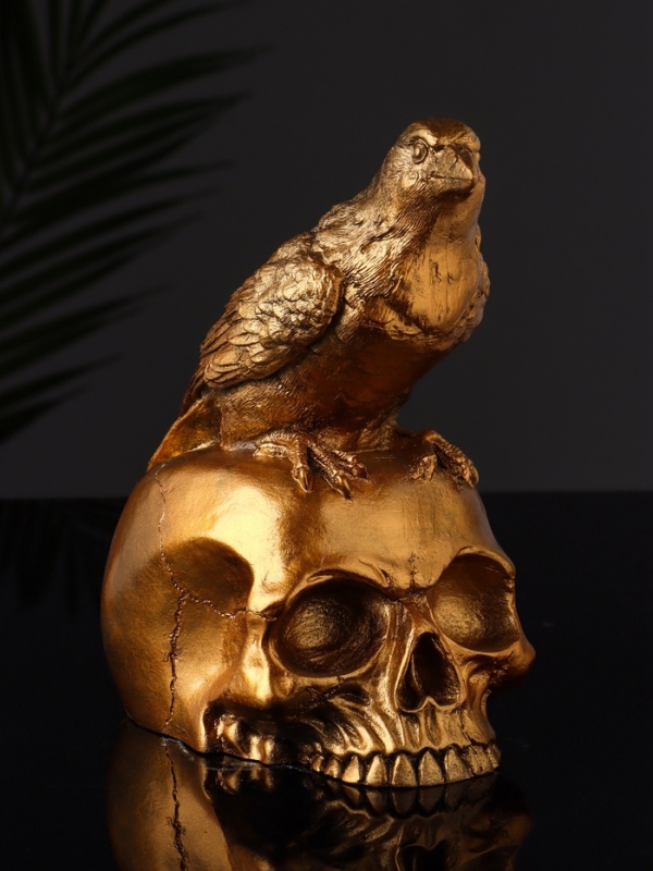 Фигура Фигура "Ворон на черепе" 17х15х15 см, бронза