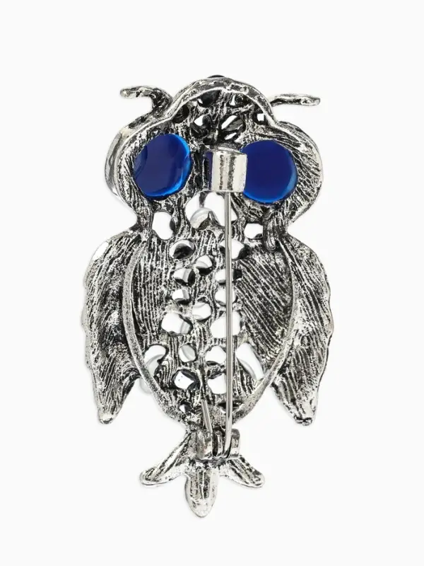 Брошь &laquo;Сова&raquo;, разноцветная в чернёном серебре