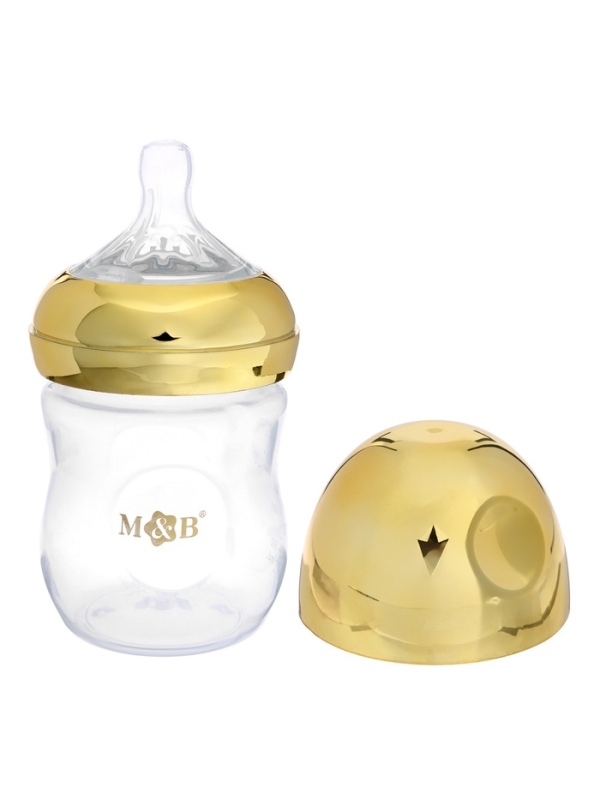 Бутылочка для кормления с наклейками «Я тут главный» от 0 мес., 150 мл., цвет золотой, M&B