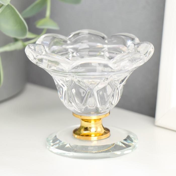 Подсвечник стекло на 1 свечу Подсвечник стекло на 1 свечу "Цветочек" 5,5х6,8х6,8 см