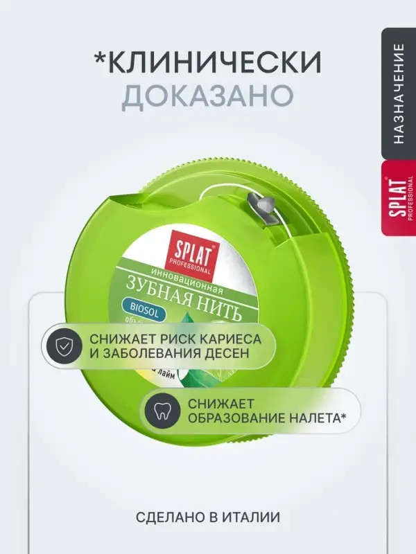 Зубная нить Splat DentalFloss, с ароматом бергамота и лайма, 30 м