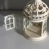 Металлический подсвечник-фонарь на 1 свечу &laquo;Ажурная беседка&raquo;, белый, 12.5&times;12.5&times;21 см