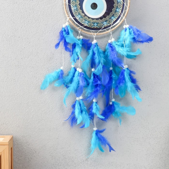 Ловец снов от сглаза Ловец снов от сглаза "Сине-голубые перья" 60х15х0,7 см