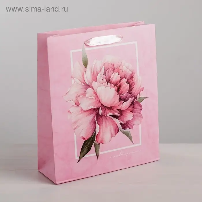 Пакет подарочный ламинированный, упаковка, &laquo;Пион&raquo;, S 12 х 15 х 5.5 см