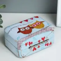 Шкатулка металл чемодан "Совушки на ветке" 5,5х7,5х3,5 см