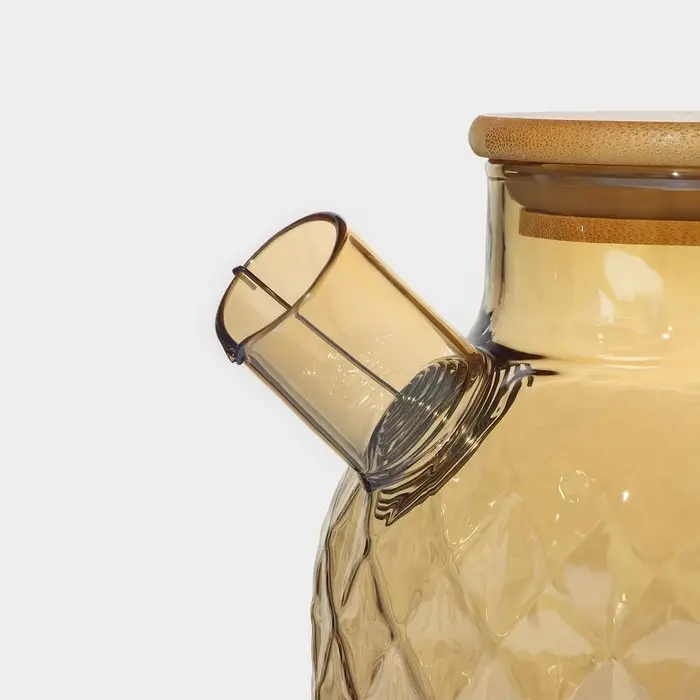 Чайник заварочный стеклянный BellaTenero «Круиз», 1 л, с бамбуковой крышкой и металлическим фильтром, цвет золотой Чайник заварочный стеклянный BellaTenero «Круиз», 1 л, с бамбуковой крышкой и металлическим фильтром, цвет золотой