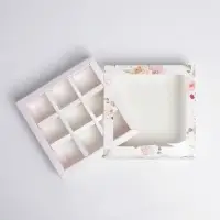 Коробка для конфет, кондитерская упаковка, 9 ячеек, &laquo;С 8 Марта&raquo; 14.5&times;14.5&times;3.5 см