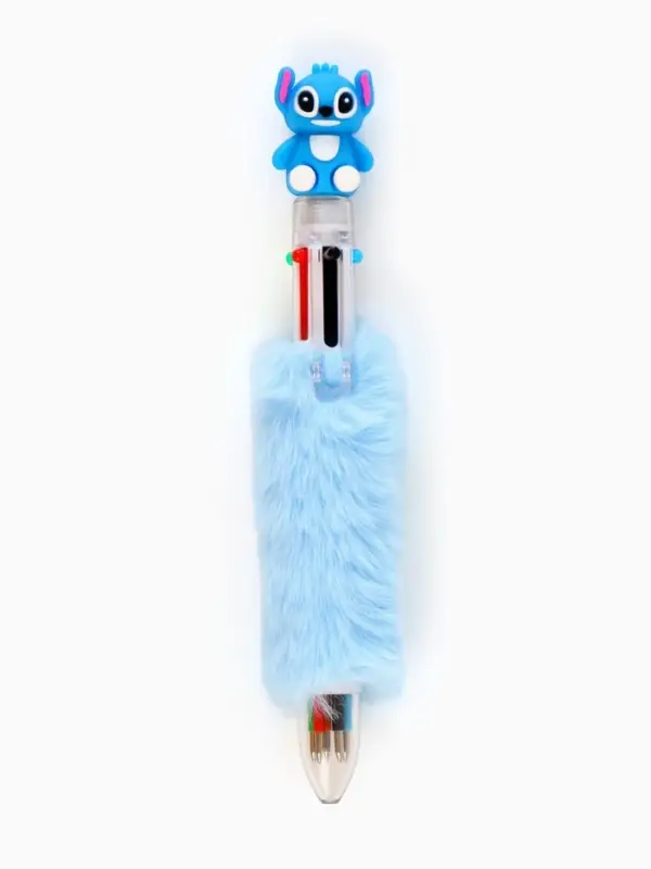 Ручка многоцветная 6 цветов пушистая Стич