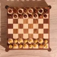 Игра настольная 3 в 1, шахматы, домино, кубики, доска 20&times;20 см, дерево шишам