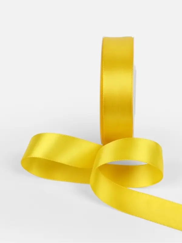 Лента атласная TEIRA, двухсторонняя, 25 мм, 25&plusmn;1 м, жёлтая №0645