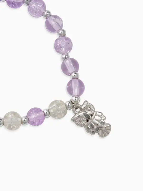 Браслет &laquo;Радость. Сова&raquo;, d=7 см, белый, сиреневый