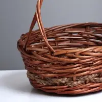 Корзина плетёная для хранения, лоза, с ручкой, овальная, коричневая, набор 3 шт.