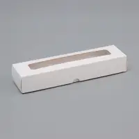 Коробка для 5 конфет с окном, с тонкими разделителями, белый 21&times;5.5&times;3.3 см