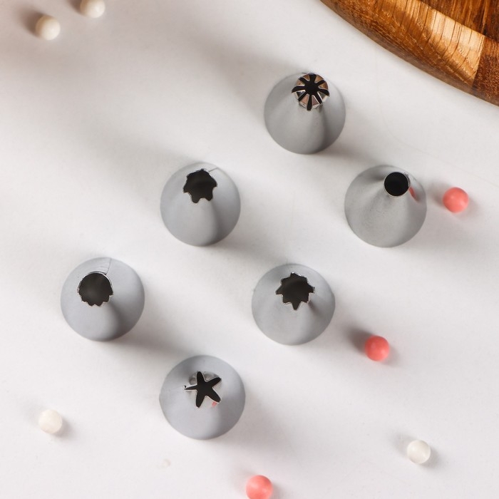 Набор насадок кондитерских Доляна, d=1,8 см, 6 шт, форма МИКС Набор насадок кондитерских Доляна, d=1,8 см, 6 шт, форма МИКС