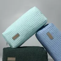 Косметичка женская на молнии TEXTURA, объёмная, большая, мягкая, бирюзовая