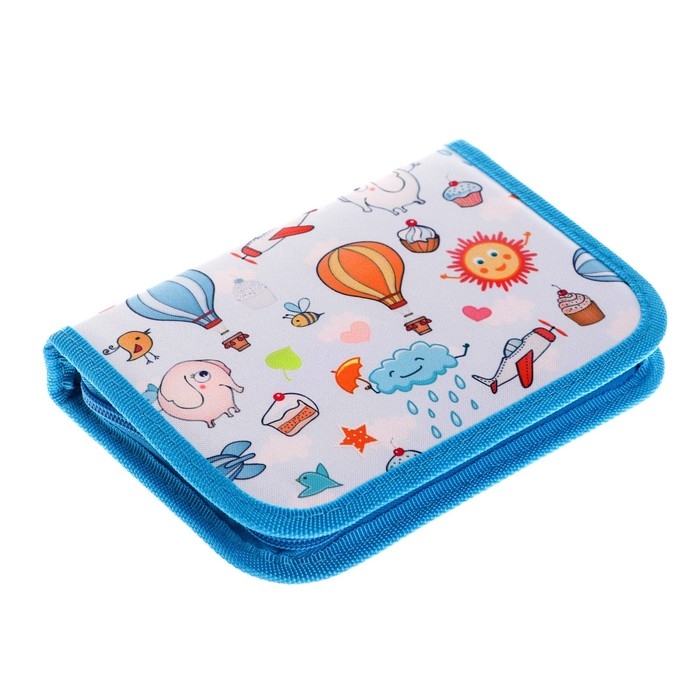 Пенал школьный Пенал школьный "Небо", 13 х 19,5 см, на молнии, 1 секция, с наполнением, ткань