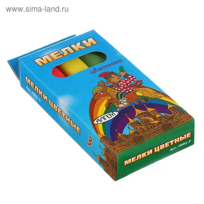 Мелки цветные  Мелки цветные "АЛГЕМ", в наборе 3 штуки, квадратные