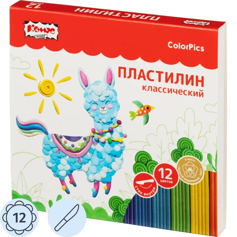 Пластилин классич Комус Класс (№1 School)ColorPics наб 12цв 240г,со стек