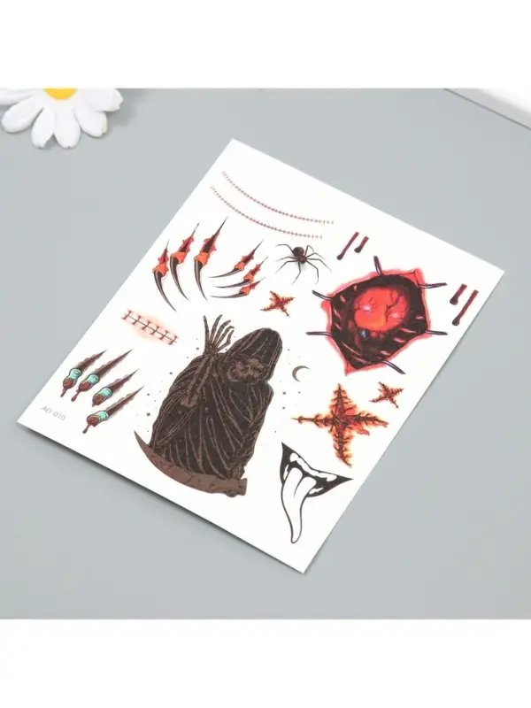 Переводные тату на тело цветные «Скелет в плаще», 12×14 см