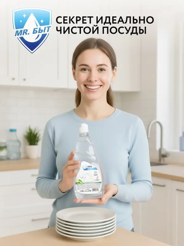 Гель для мытья посуды, 500 мл, аромат зелёный чай, Mr.Быт