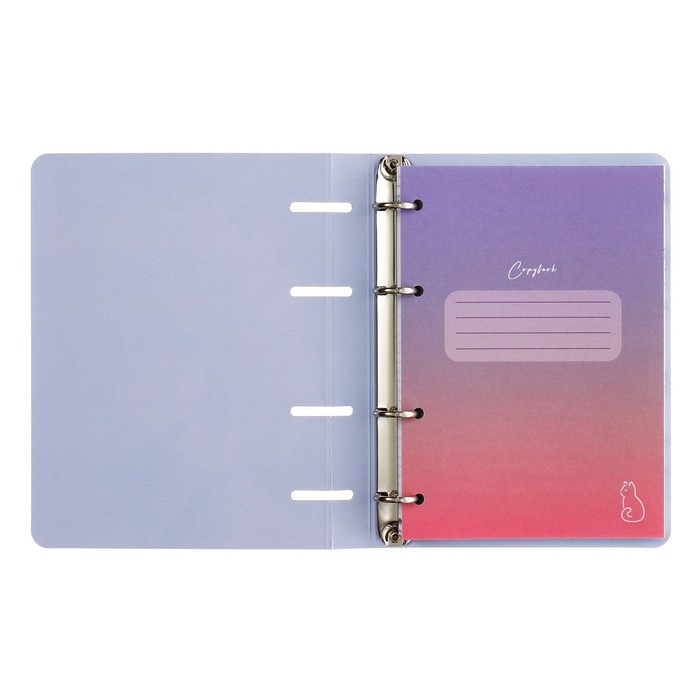 Тетрадь на кольцах А5, 100 листов в клетку Meshu Neko, обложка мелованный картон, матовая ламинация, тиснение фольгой