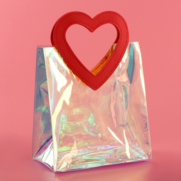 Пакет подарочный из ПВХ, красный, ирридисцентный, 20 х 18 х 10 см Пакет подарочный из ПВХ, красный, ирридисцентный, 20 х 18 х 10 см