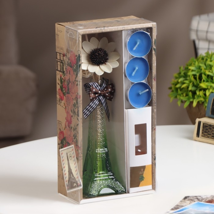 Набор подарочный Набор подарочный "Париж" (диффузор и свечи) сандал, "Богатство Аромата"