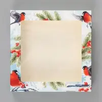 Коробка подарочная новогодняя, складная 20&times;20&times;4 см &laquo;Снегири&raquo;