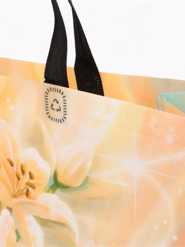 Сумка хозяйственная без застёжки, с цветочным принтом, 32&times;10&times;26 см, бежевая